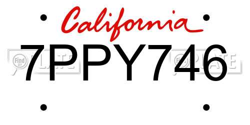 7PPY746 California License Plate