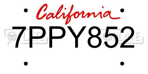7PPY852 California License Plate