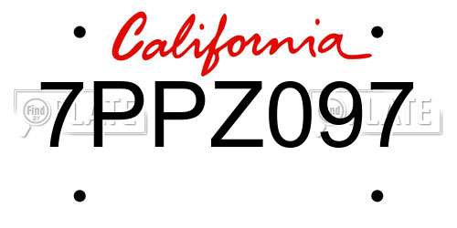 7PPZ097 California License Plate