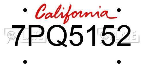 7PQ5152 California License Plate