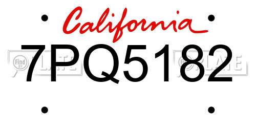 7PQ5182 California License Plate