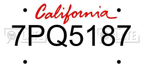 7PQ5187 California License Plate