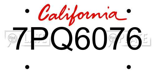 7PQ6076 California License Plate