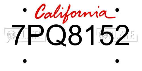 7PQ8152 California License Plate