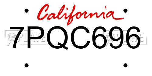 7PQC696 California License Plate