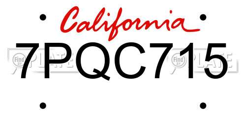 7PQC715 California License Plate