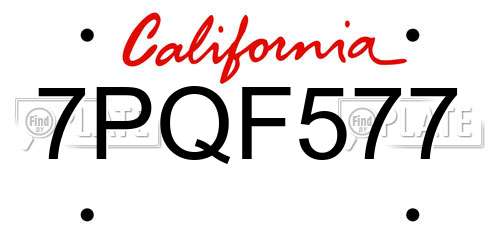 7PQF577 California License Plate