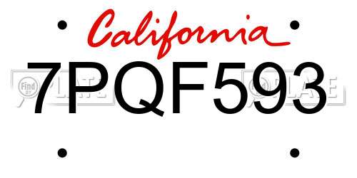 7PQF593 California License Plate