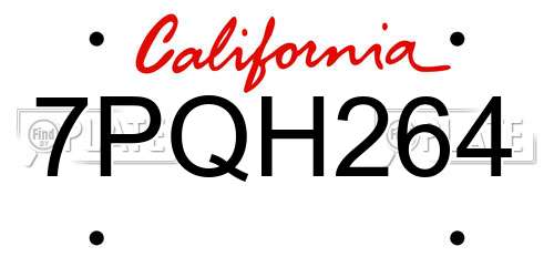7PQH264 California License Plate