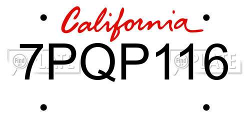 7PQP116 California License Plate