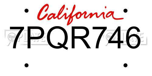 7PQR746 California License Plate