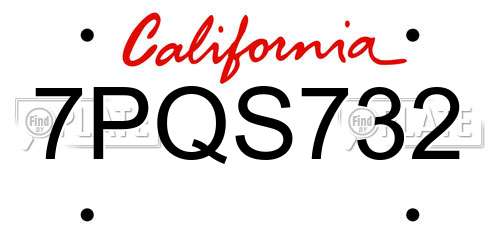 7PQS732 California License Plate