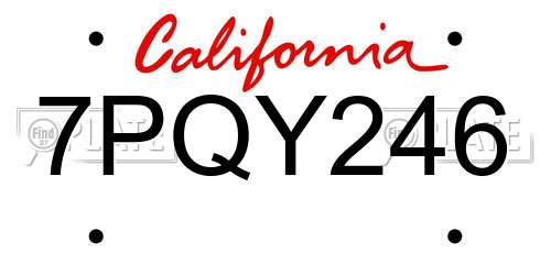 7PQY246 California License Plate