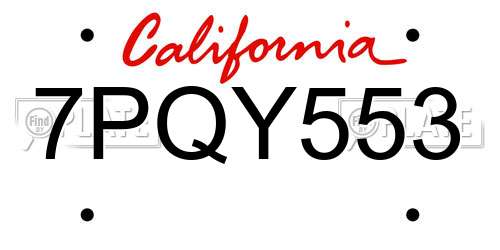 7PQY553 California License Plate