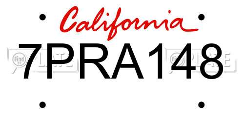 7PRA148 California License Plate