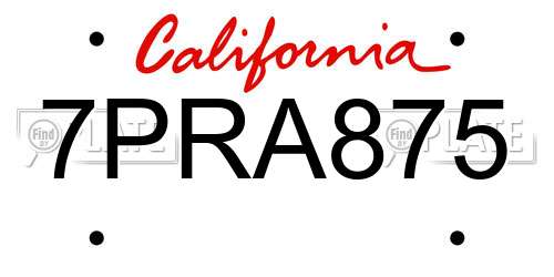 7PRA875 California License Plate