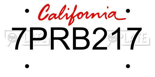 7PRB217 California License Plate