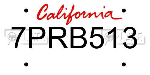 7PRB513 California License Plate