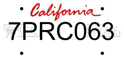 7PRC063 California License Plate