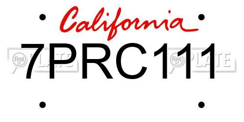 7PRC111 California License Plate