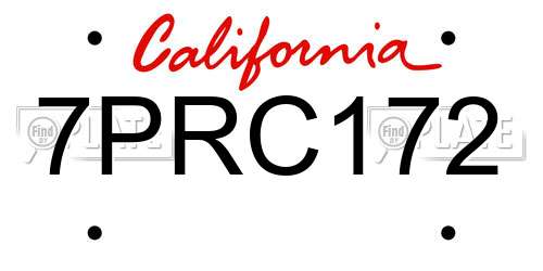 7PRC172 California License Plate