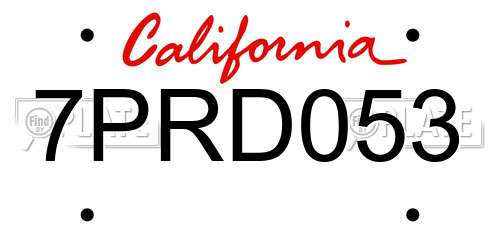 7PRD053 California License Plate