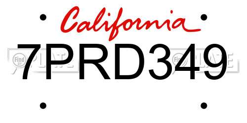 7PRD349 California License Plate