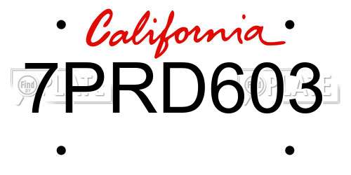 7PRD603 California License Plate