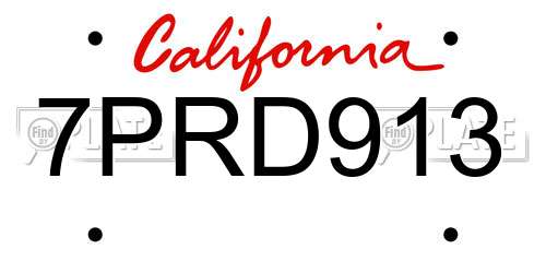 7PRD913 California License Plate