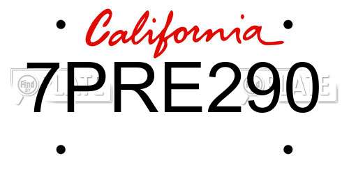 7PRE290 California License Plate
