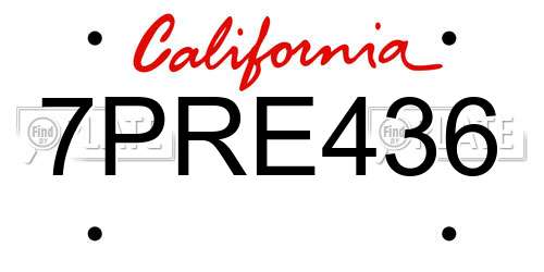 7PRE436 California License Plate