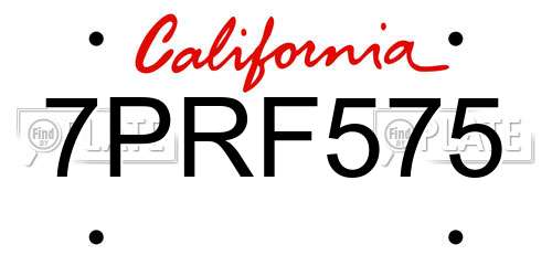 7PRF575 California License Plate