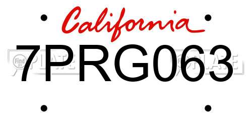 7PRG063 California License Plate