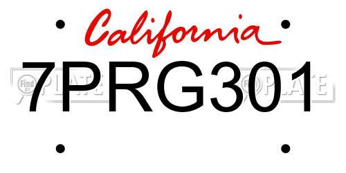 7PRG301 California License Plate