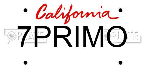 7PRIMO California License Plate
