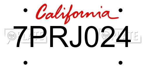 7PRJ024 California License Plate