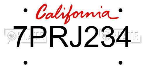 7PRJ234 California License Plate