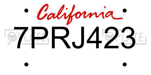 7PRJ423 California License Plate
