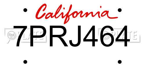 7PRJ464 California License Plate