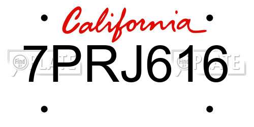 7PRJ616 California License Plate