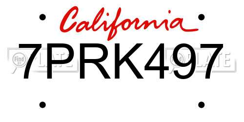7PRK497 California License Plate