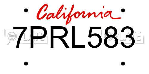 7PRL583 California License Plate