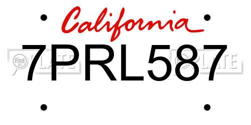 7PRL587 California License Plate