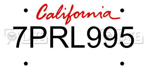 7PRL995 California License Plate
