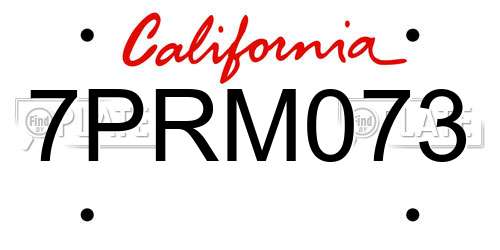 7PRM073 California License Plate