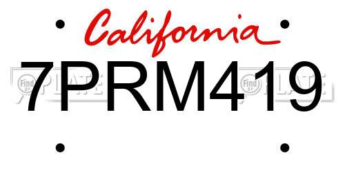 7PRM419 California License Plate