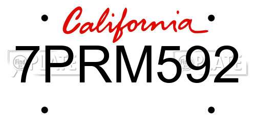 7PRM592 California License Plate