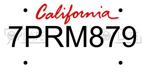 7PRM879 California License Plate