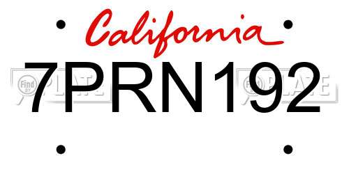 7PRN192 California License Plate