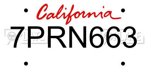 7PRN663 California License Plate